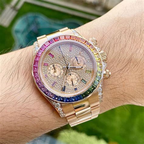 rainbow diamond bezel rolex|rolex daytona rainbow 2022.